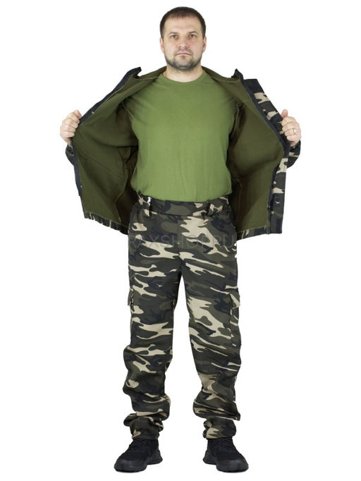 Удлиненный утепленный демисезонный костюм Forest trail D.Multicam для активного отдыха (горка на флисе) - Rax фото 5