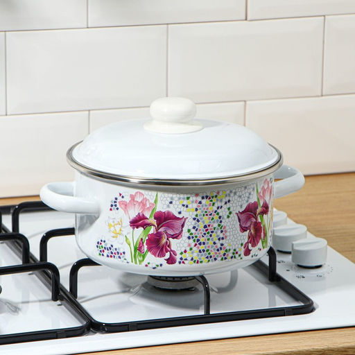 Кастрюля эмалированная «Мозаика», 3 л, d=20 см, индукция, белая