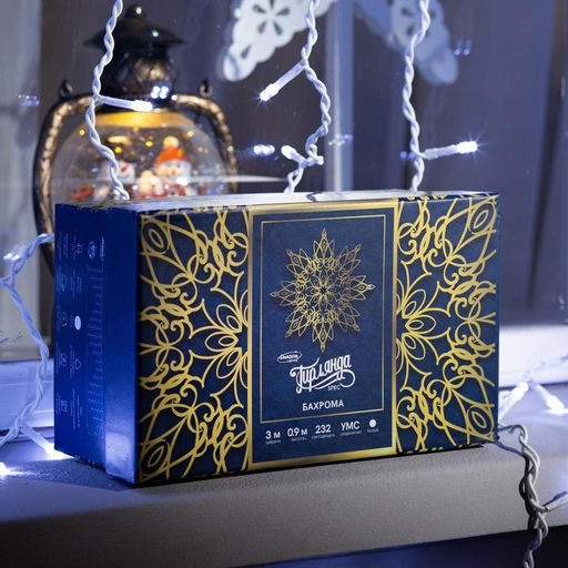 Гирлянда «Бахрома» 3×0.9 м, IP44, УМС, белая нить, 232 LED, свечение белое, 220 В