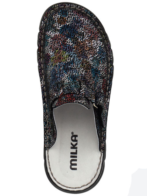 03 | Duki |Женские медицинские сабо натуральная кожа (черный цветок) - Milka shoes&more фото 3