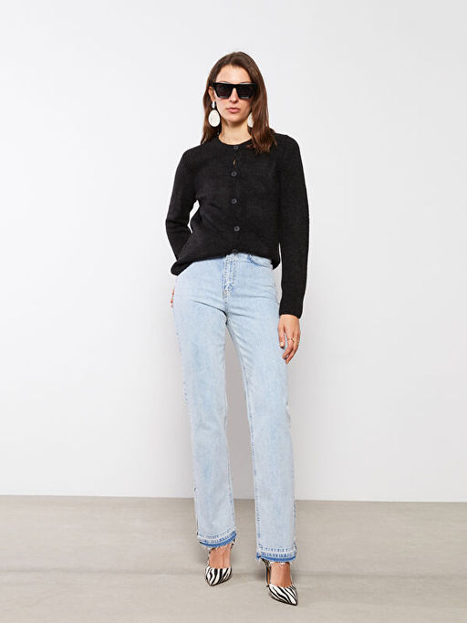 Bisiklet Yaka D?z Uzun Kollu Kad?n Triko H?rka