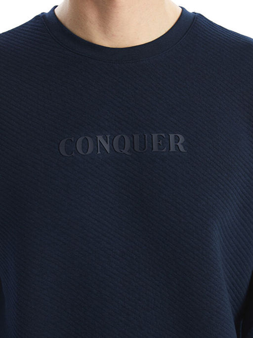 Bisiklet Yaka Uzun Kollu Bask?l? Erkek Sweatshirt