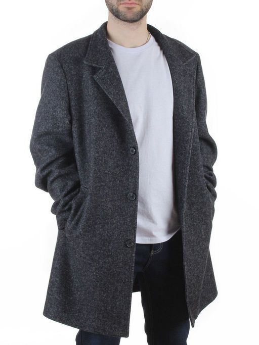 475675832 DK. GRAY Пальто Френч демисезонное мужское (65% шерсть, 35% кашемир)