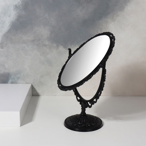 Зеркало декоративное, с увеличением х2, двустороннее, 16.5×25.5 см, (11×15.5 см), чёрное