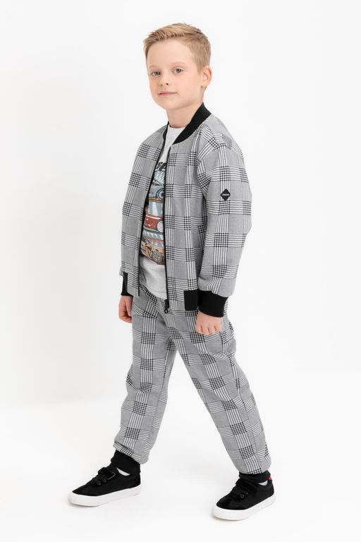 Crockid _ КР 400805/св.серый меланж,костюмная клетка к546 брюки для мал фото 3
