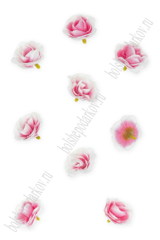 Головки цветов "Роза" 3,5 см (20 шт) SF-7874, розовый/белый