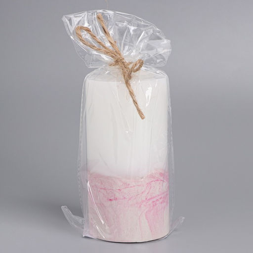 Свеча - цилиндр с бетоном, 5×10 см, бело-розовая