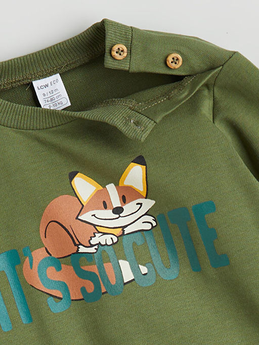 Bask?l? Erkek Bebek Sweatshirt ve E?ofman Alt 2li