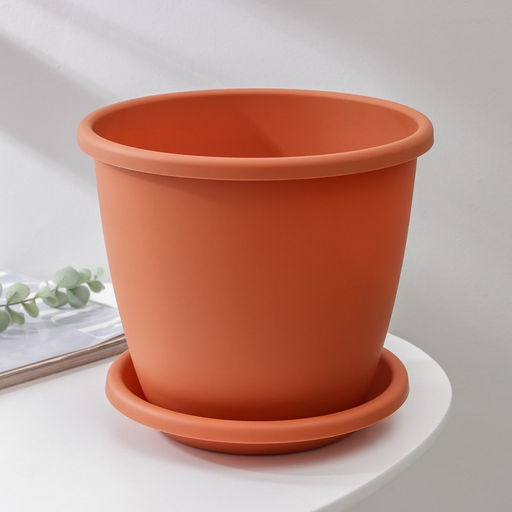 Горшок для цветов с поддоном «Альтернатива. Афина», 5.5 л, пластиковый, коричневый