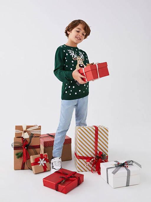 Bisiklet Yaka Y?lba?? Temal? Uzun Kollu Erkek ?ocuk Triko Kazak - Waikiki фото 2