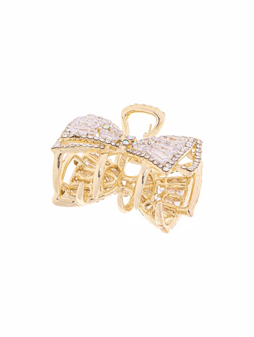 Цена за 6 шт. Крабик для волос «Дороти», бант двойной, 4 см, золото