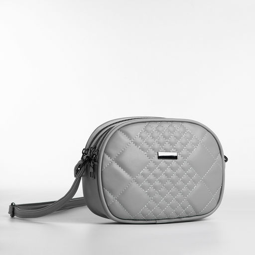 Сумка женская кросс-боди на молнии, 19×7×15 см, в клетку, серая