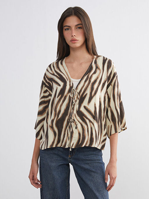 Leopar Desenli Oversize Kad?n Kimono