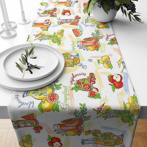 Скатерть-дорожка на стол 145х50см "Лимонад", хлопок "Комфорт" 171г/м2, упаковка классическая 28х41см, "Домашняя мода" (Россия)