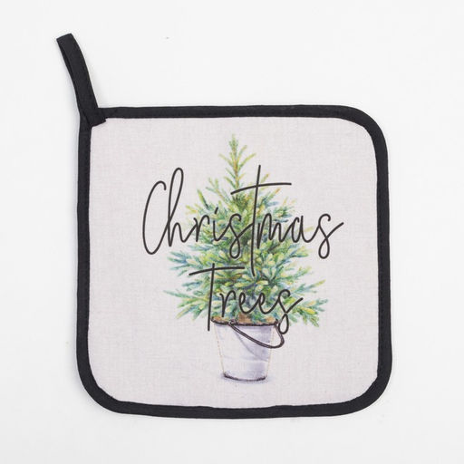 Цена за 2 шт. Прихватка Christmas trees 19×19 см, саржа, 100% хлопок, ватин 250 г/м²
