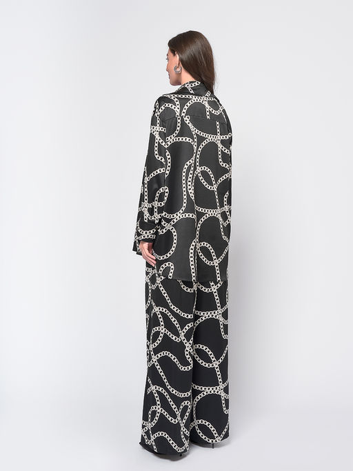 Блуза черного цвета в пижамном стиле с принтом - 1001dress фото 4