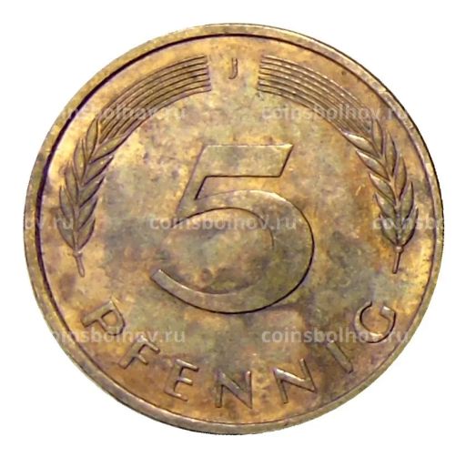 Монета 5 пфеннигов 1989 года J Германия
