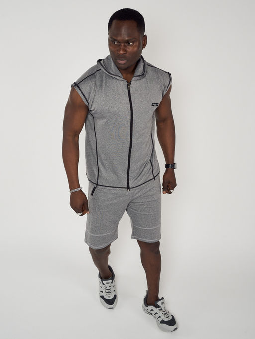 Спортивный костюм летний мужской серого цвета 22610Sr