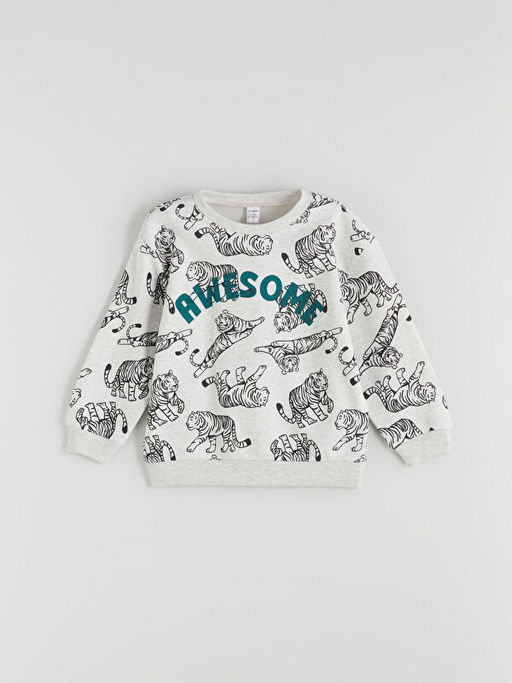 Bask?l? Erkek ?ocuk Sweatshirt