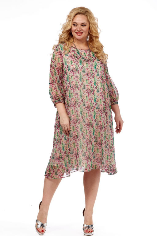 Платье Michel Chic 2127 бежевый, цветы фото 2