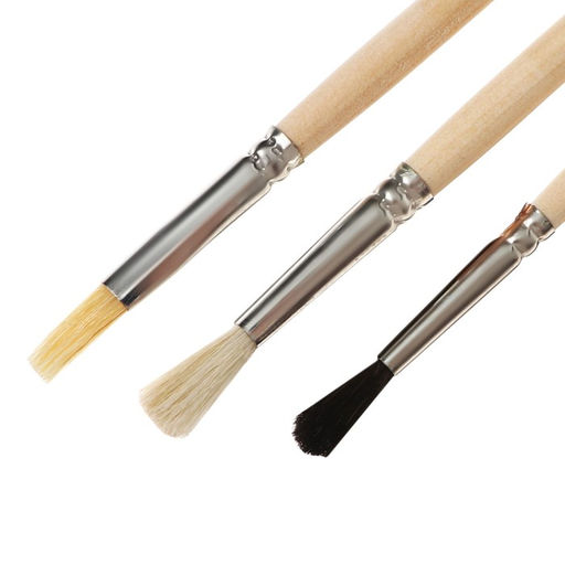 Набор кистей для рисования, белка, коза, щетина, 3 штуки: № 3, № 4 (круглые), № 6 (плоская), Calligrata, круглые, плоская, деревянная ручка, в пакете