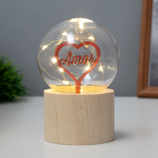 Фигурка светящаяся RISALUX Сердечко, LED-ночник, 3?AG10, шар-8 см, 6.5?6.5?11.5 см