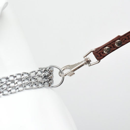 Ошейник металлический, плетёный, с вставкой из нейлона, 60 см × 3 мм