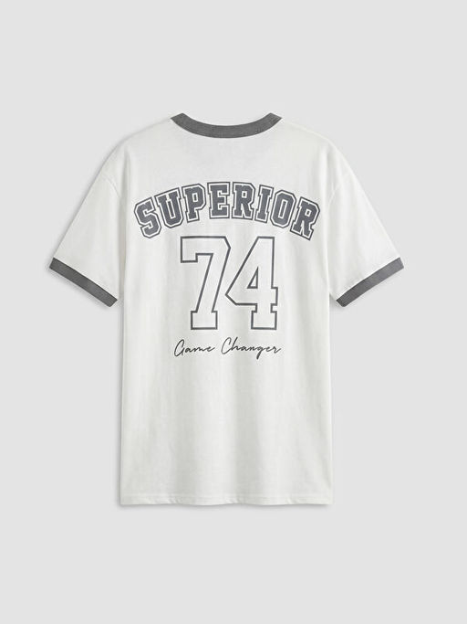 Bisiklet Yaka Bask?l? Erkek ?ocuk Ti??rt