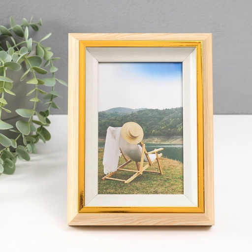 Фоторамка для фото 10×15 см «Стефания», пластик, св. дерево с белым, 4.4×15×20 см