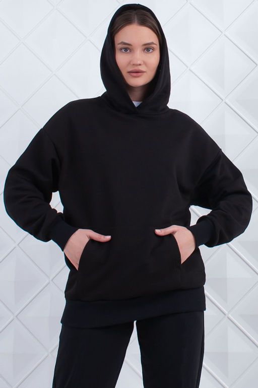 Арт. 15101 Худи женское оверсайз 44-52 (5 шт) Цвет:черный