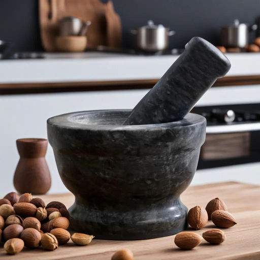 Ступка с пестиком, 130 мл, 10 см, мрамор, чёрная