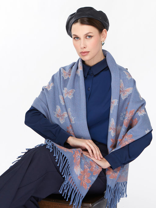 В составе ШЕРСТЬ и КАШЕМИР Большой, мягкий, теплый однотонный двусторонний палантин