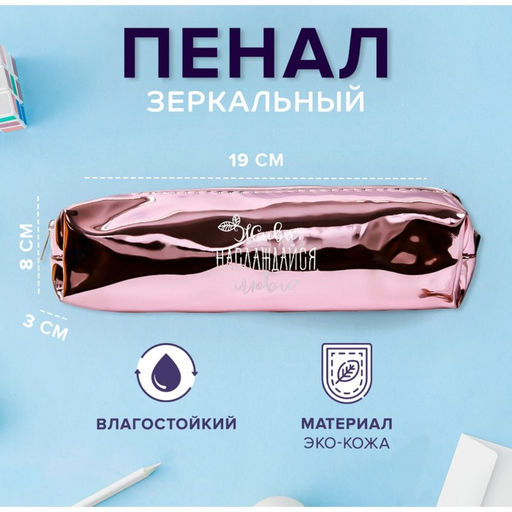 Пенал школьный, искусственная кожа «Живи, наслаждайся, люби» 8×19×3 см