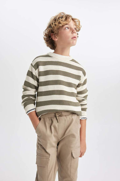 Трикотажный свитер с круглым вырезом для мальчика - Defacto фото 7