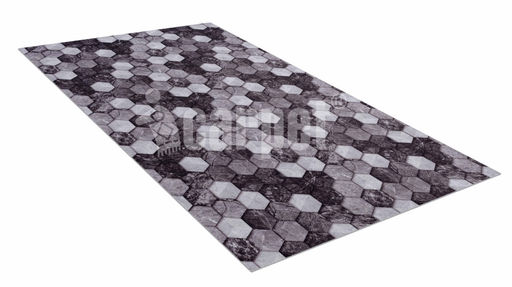 Коврик вырезной icarpet PRINT антискользящий (128) "Соты Мрамор" 120х200 чёрно-серый S