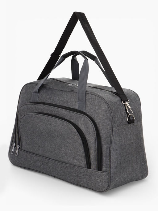 Сумка дорожная, 2 кармана, длинный ремень, 53×23×34 см, серая