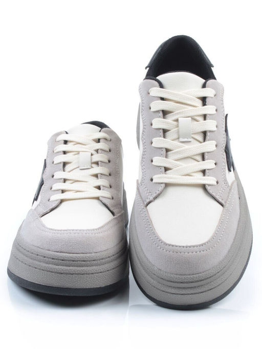 03-YE475-2 BEIGE/GREY Кроссовки женские (натуральная кожа)