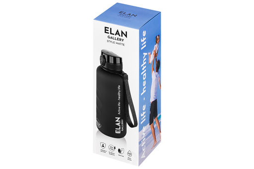 Бутылка для воды 1,5 л 10*10*28,5 см "Style Matte" с углублениями д/пальцев черная