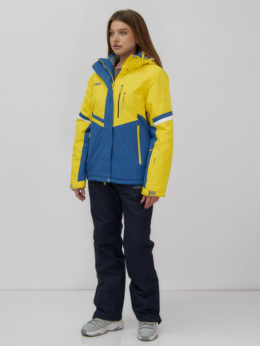 Горнолыжный костюм женский зимний УЦЕНКА желтого цвета 02804J - Mtforce фото 4
