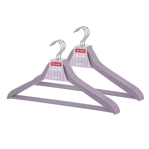 Набор вешалок дерев., 6 шт., прямых, с переклад., 44.5*23*1.2 см, цвет сиреневый, LAV, шт - Valiant фото 8