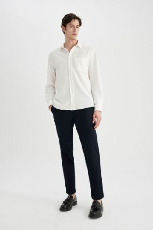 Twill Pantolon Tapered Fit Cepli Basic Duz Duble Paca