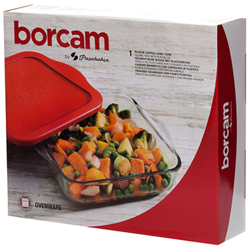 Боркам (Borcam) Форма стеклянная жаропрочная 3,2л, 28х28х11см, квадратная, пластмассовая крышка, цветная коробка, Pasabahce (Турция) - Домашняя мода фото 3
