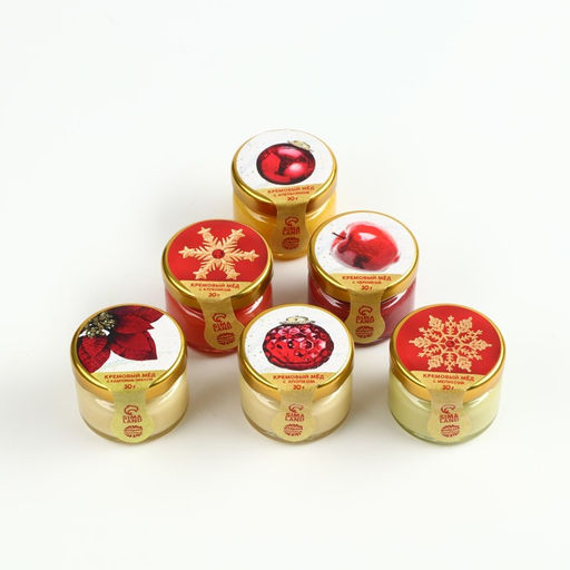 Подарочный набор новогодний «Счастливого Нового года»: чай чёрный, крем-мёд (6 шт.x30 г)