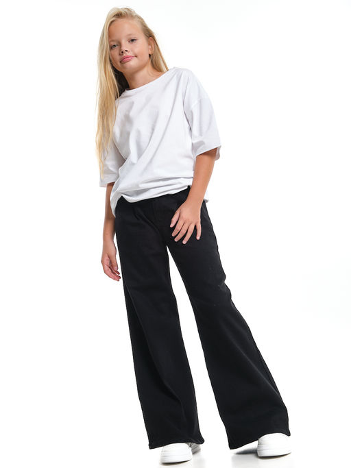 Джинсы черные подростковые палаццо для весны и лета 33-1074 черный - Mini maxi фото 5