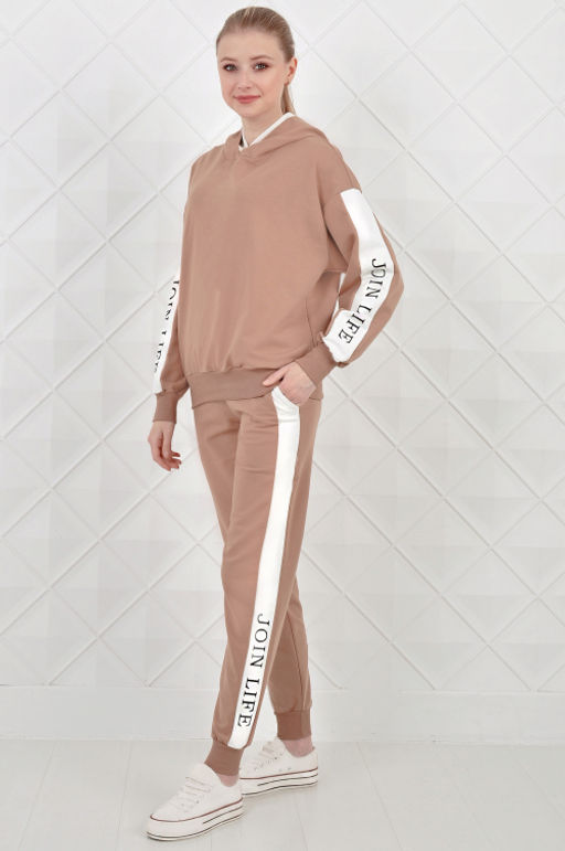 Арт. 2355 Костюм с брюками женский 44-52 (5 шт) Цвет:верх- кэмел, белый, низ- кэмел, белый - Калинка фото 25