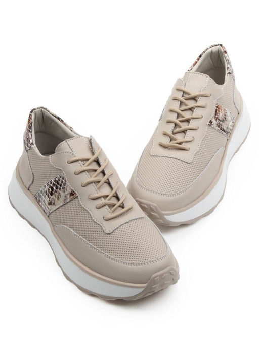 03-C129-2 BEIGE Кроссовки женские (натуральная кожа)