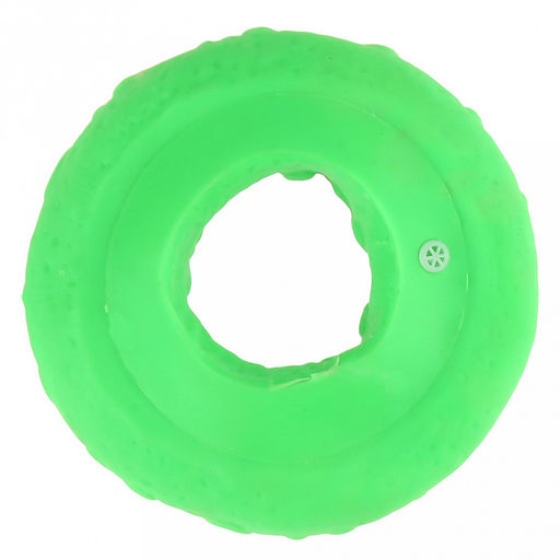 Игрушка для собаки "Пончик" д14см, h3см, с пищалкой, ПВХ, фактурная, цвета микс (розово-зеленый, желто-розовый), "Пэт тойс (Pet toys)" (Китай)