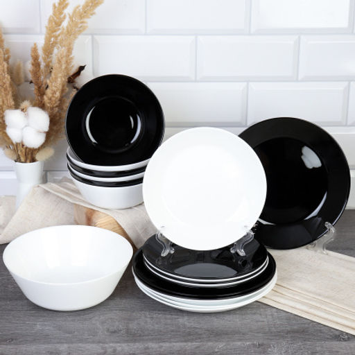 Столовый набор 19 предметов Черно-белый ЕВРО / NN19-0T-BW /уп 2/4/ малая тарелка - Галеонтрейд фото 2