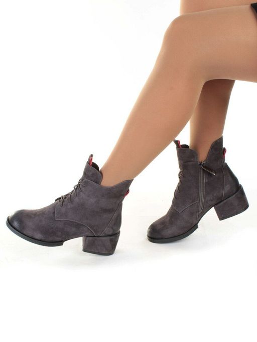 04-R178-2 GREY Ботинки зимние женские (натуральная замша, натуральный мех) - Фабричный китай фото 4