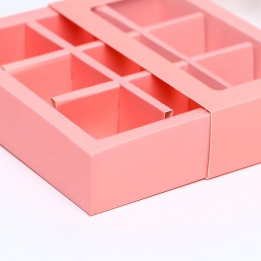 Цена за 2 шт. Коробка для 9 конфет, розовый, 14.5×14.5×3.5 см